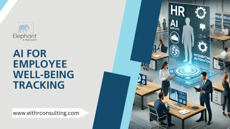 AI-powered HR dashboard visualising employee well-being tracking in a modern workplace