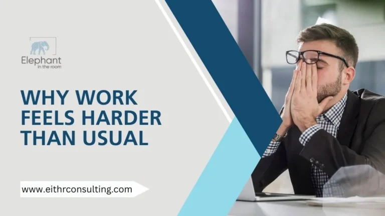 Exhausted employee at desk illustrating why work feels harder than usual