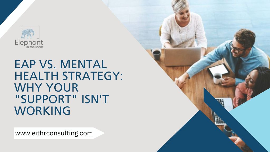 Team discussing employee wellness strategies comparing EAP and mental health programs at work