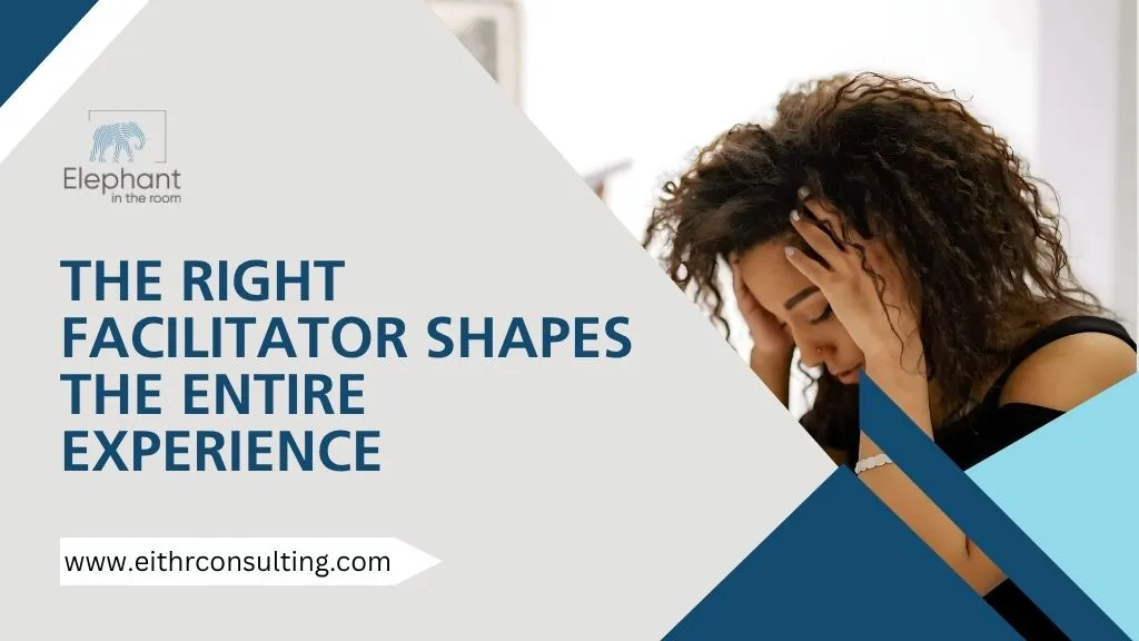Visual representing the influence of an effective facilitator in workplace training or wellbeing sessions, emphasizing how the right guidance can improve engagement, reduce stress, and shape a positive employee experience.